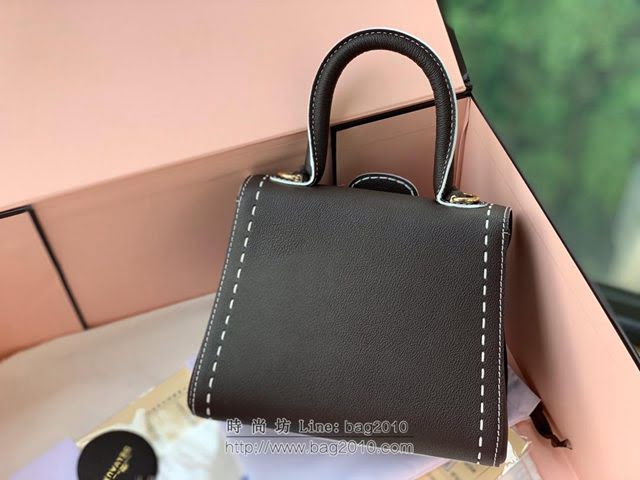 DELVAUX女包 Sellier小牛皮 德爾沃女手提包 DF0020 巧克力橡木灰 小號 Delvaux女單肩斜挎包  fcs1243